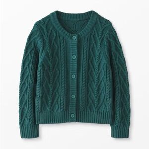Hanna Anderson Girls Cable Knit Cardigan Button Green 140cm Size 10